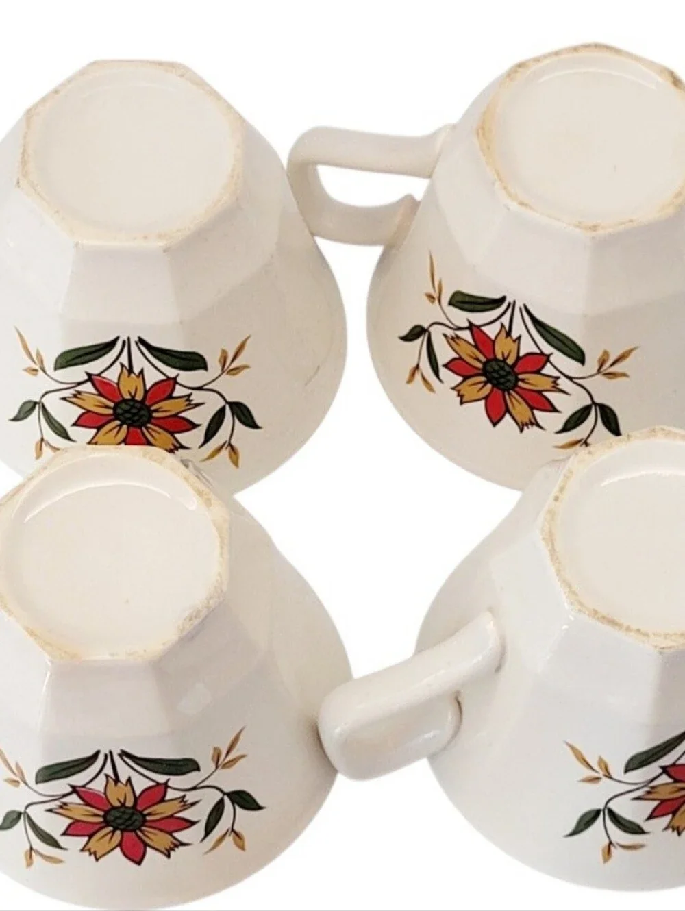 (Lot Of 5) Homer Laughlin Bayberry Floral Ironstone Pieces Sugar Bowl/Lid / Cups